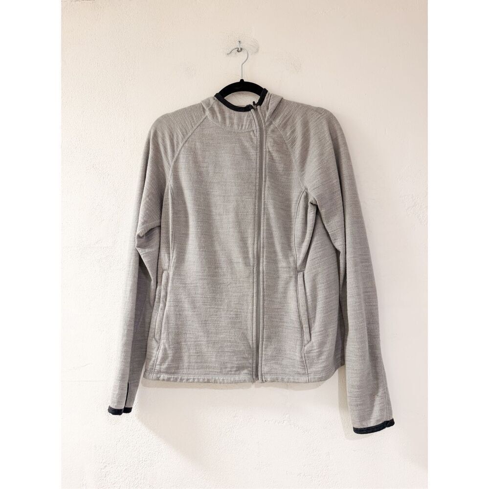ibex Merino Wool Hooded Zipper Jacket in Gray Medium